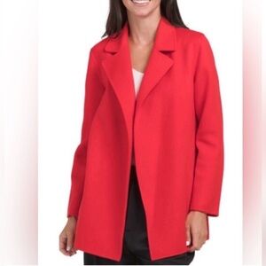 NWT Theory Women's Sileena Coat Cardinal Red Winsome 2 Wool/Cashmere Size L $595